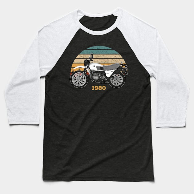 1980 BMW R 80 G-S Vintage Motorcycle Design Baseball T-Shirt by Madisen Harvey